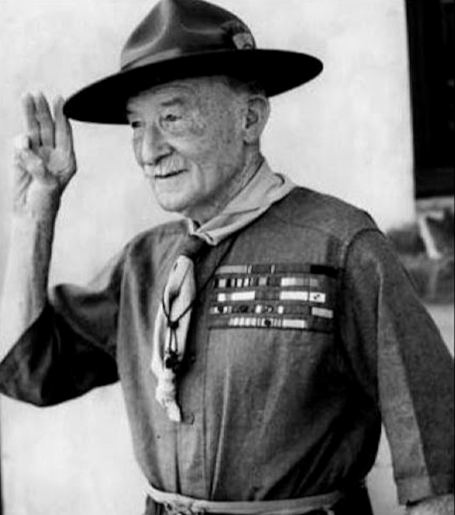 imagen de baden powell saludando como scout